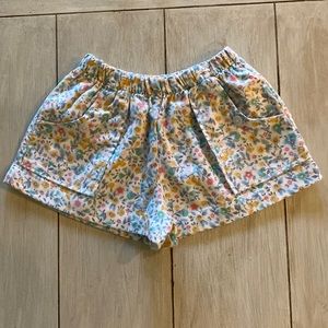 Alice Kathleen & Company White Blue Yellow Green Floral Elastic Waist Shorts 7